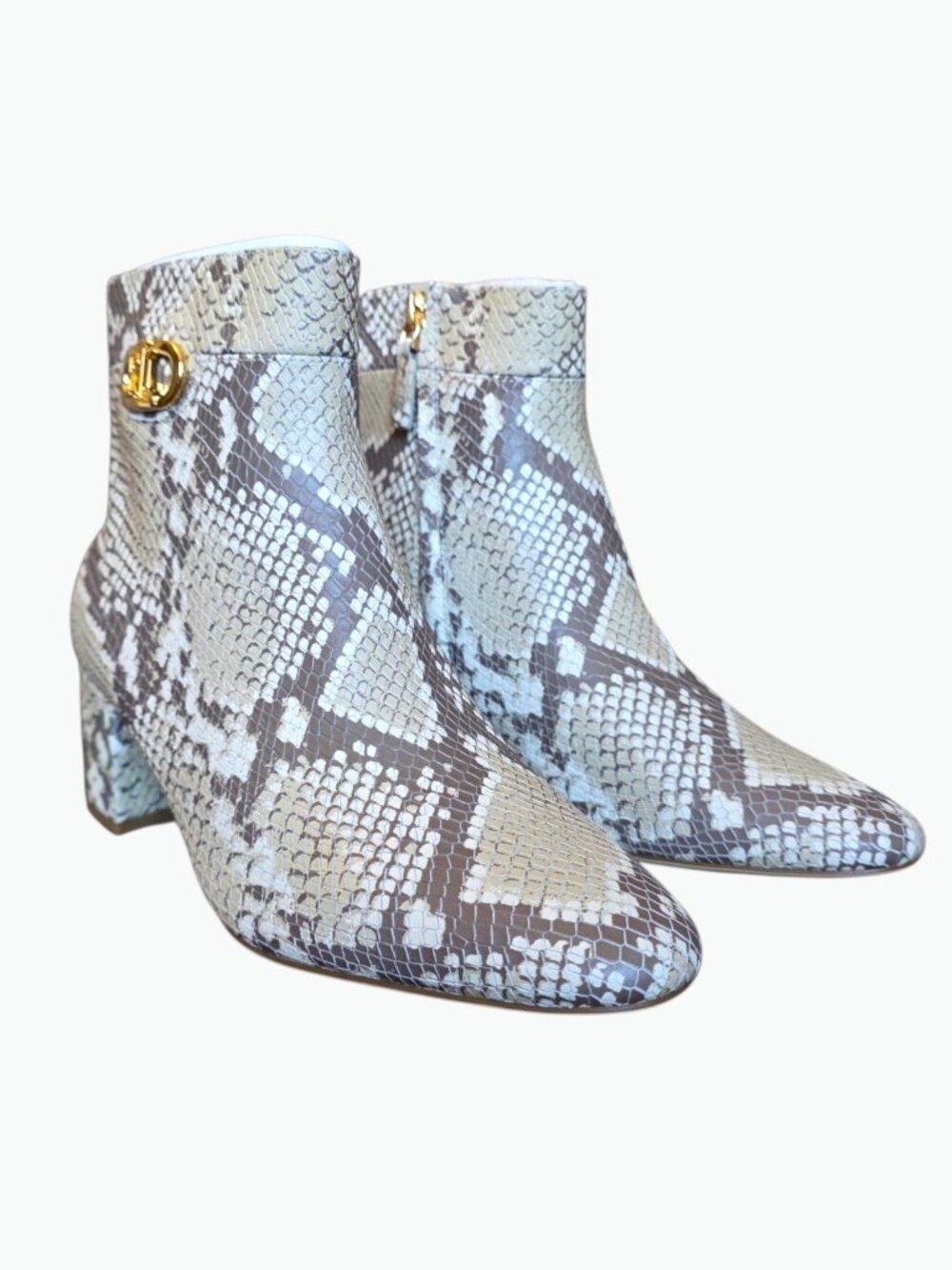 Ralph Lauren Wynne II Snake Print Leather Ankle Boots 10B Python Block Heel NIB - Picture 5 of 16